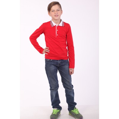 Embroidered t-shirt with long sleeves "Polo" red